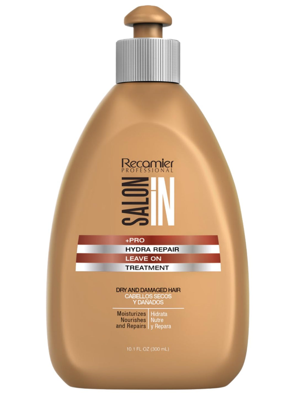 RECAMIER Hydra Repair bottle demonstrates intense hydration for dry, damaged hair.