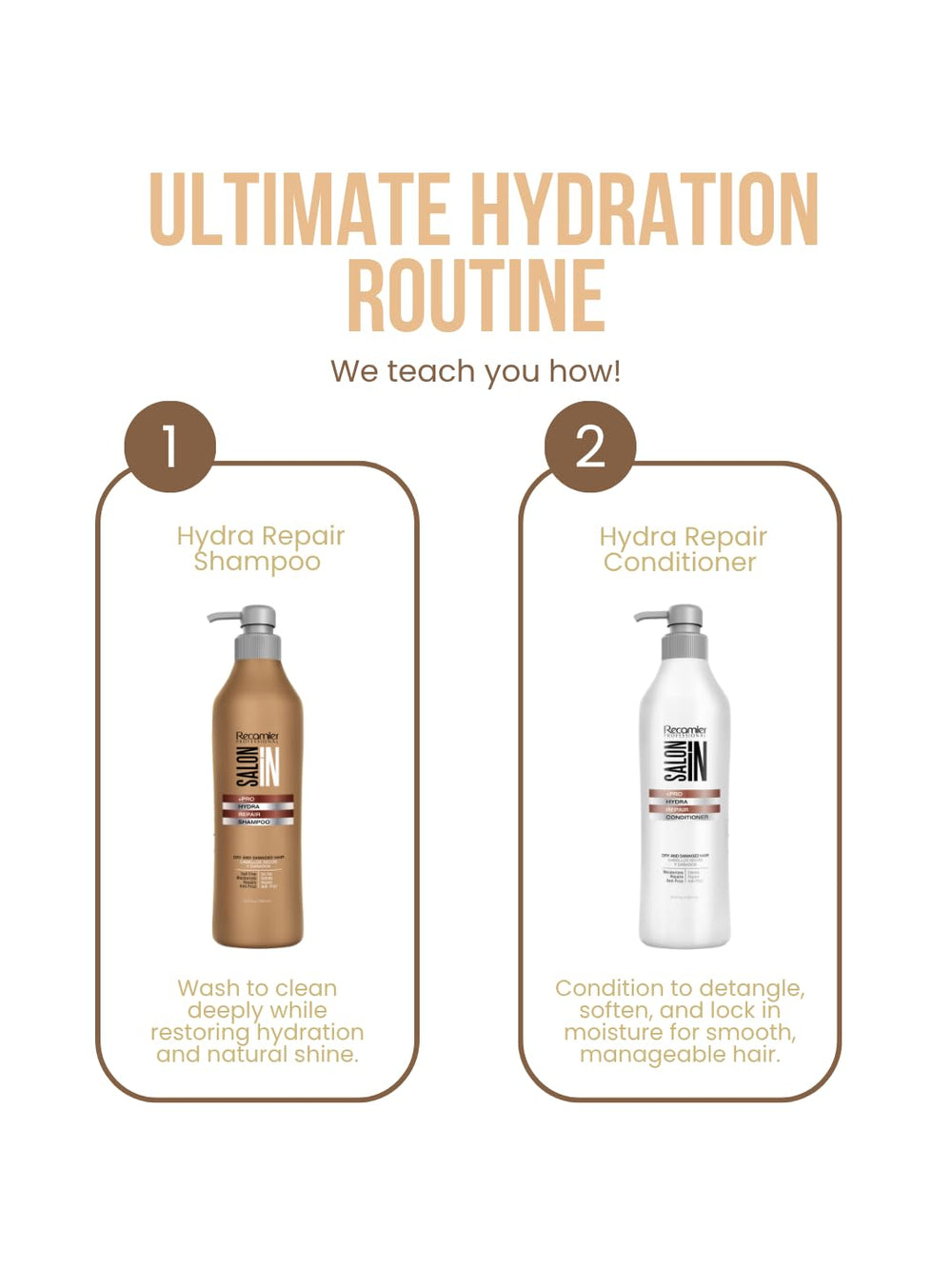 RECAMIER Hydra Repair hair closeup shows silky shine after use.