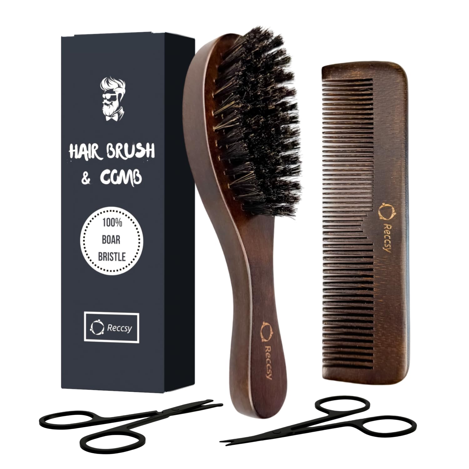Reccsy hair brush close-up bristles for scalp massage and shine