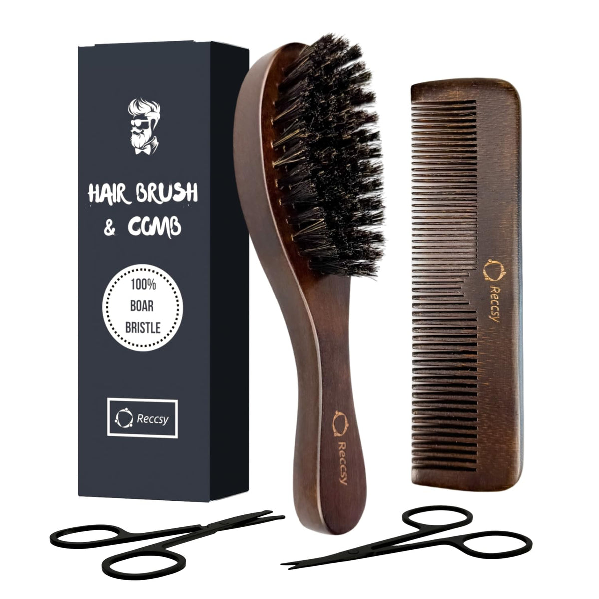 Reccsy hair brush close-up bristles for scalp massage and shine