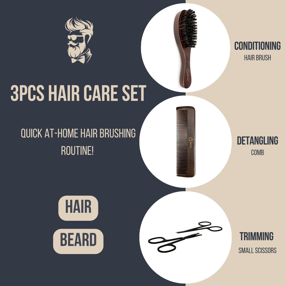 Reccsy beard brush wave bristles for even oil distribution and luster
