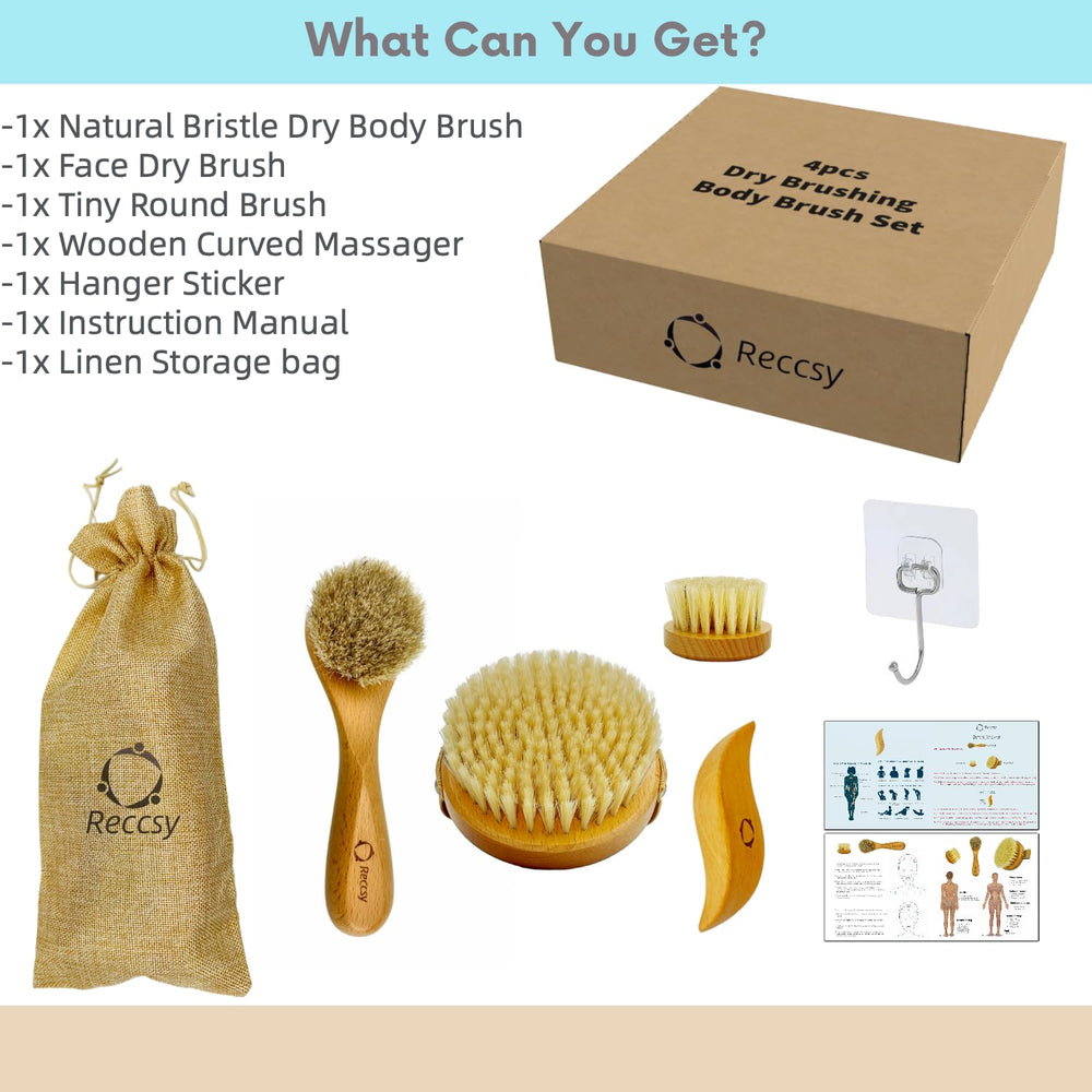 Reccsy bundle close-up shows natural bristles and eco-friendly materials.