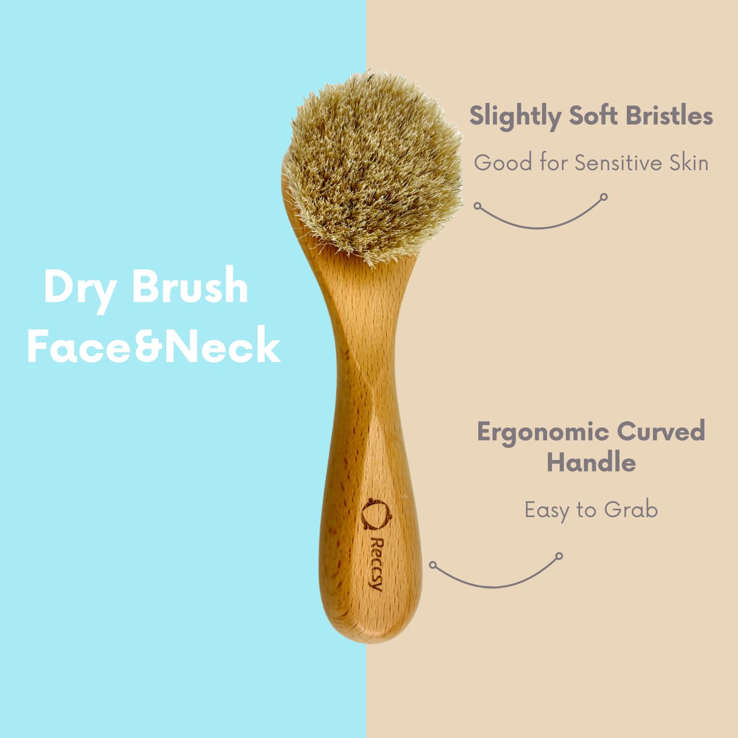 Reccsy tiny round brush targets the T-zone for precise exfoliation.