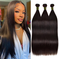RECIFEYA straight bundles 24in weft close-up shows durable double-machine weft for lasting sew-ins