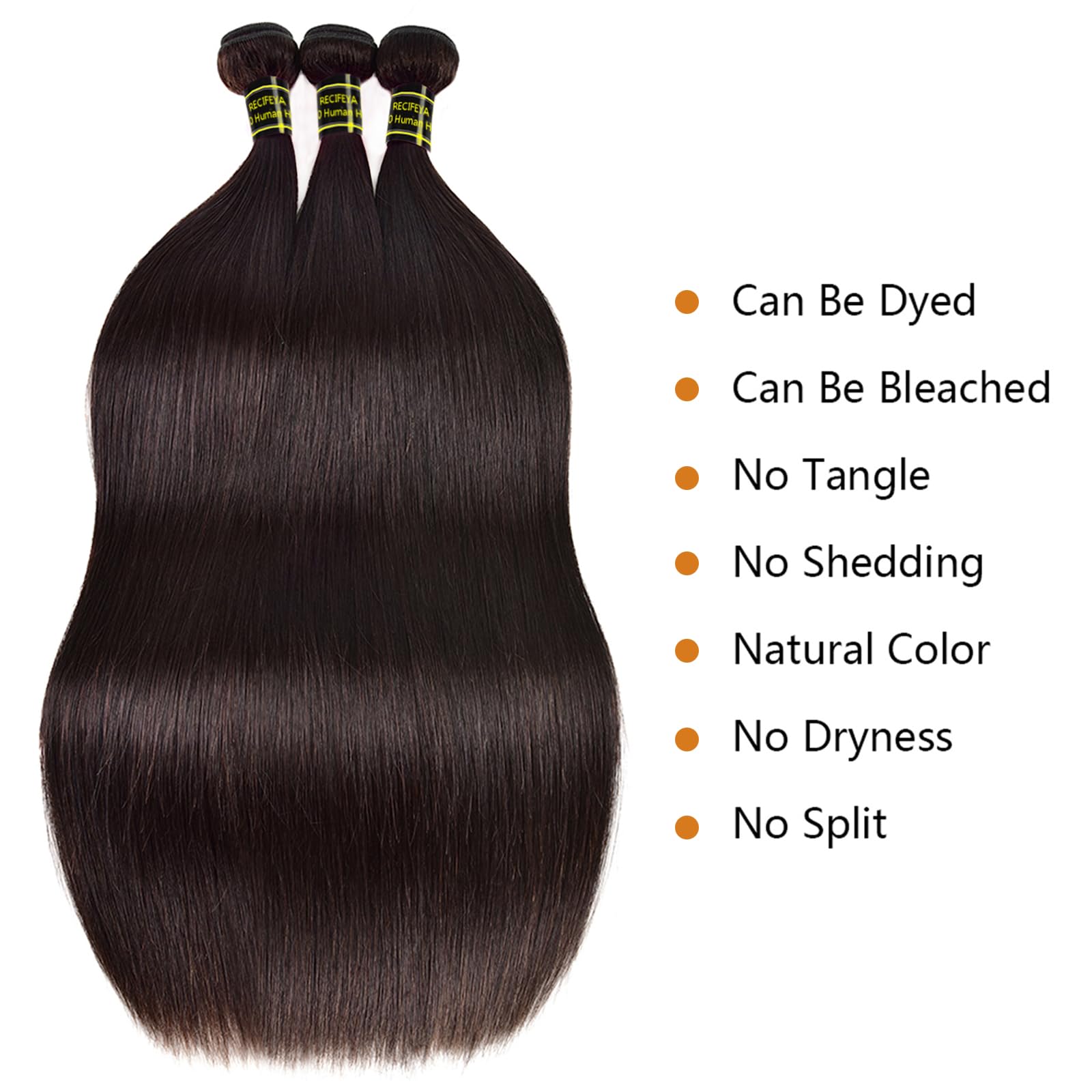 RECIFEYA straight bundles 26in natural black strands ready to blend with your hair