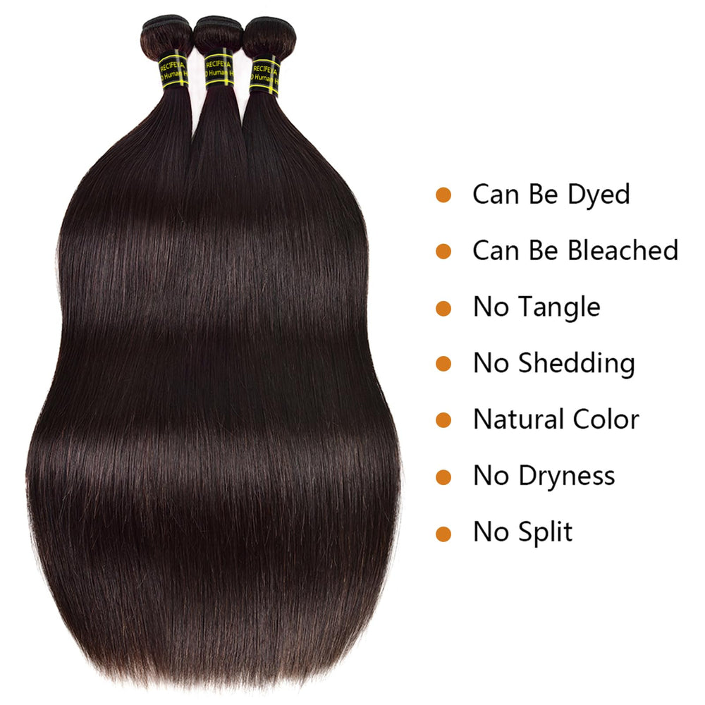 RECIFEYA straight bundles 26in natural black strands ready to blend with your hair