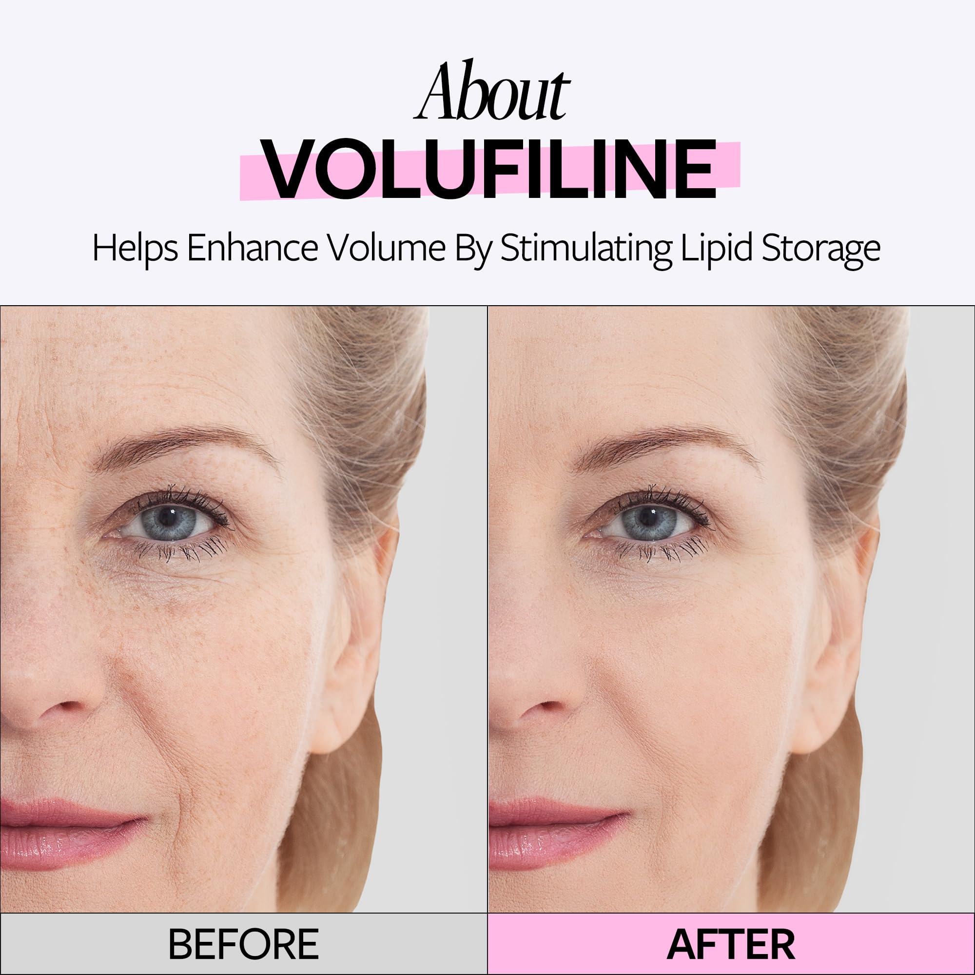 RE:CIPE Volufiline ampoule face-body-use highlights dual-targeted care for firmer-looking skin.