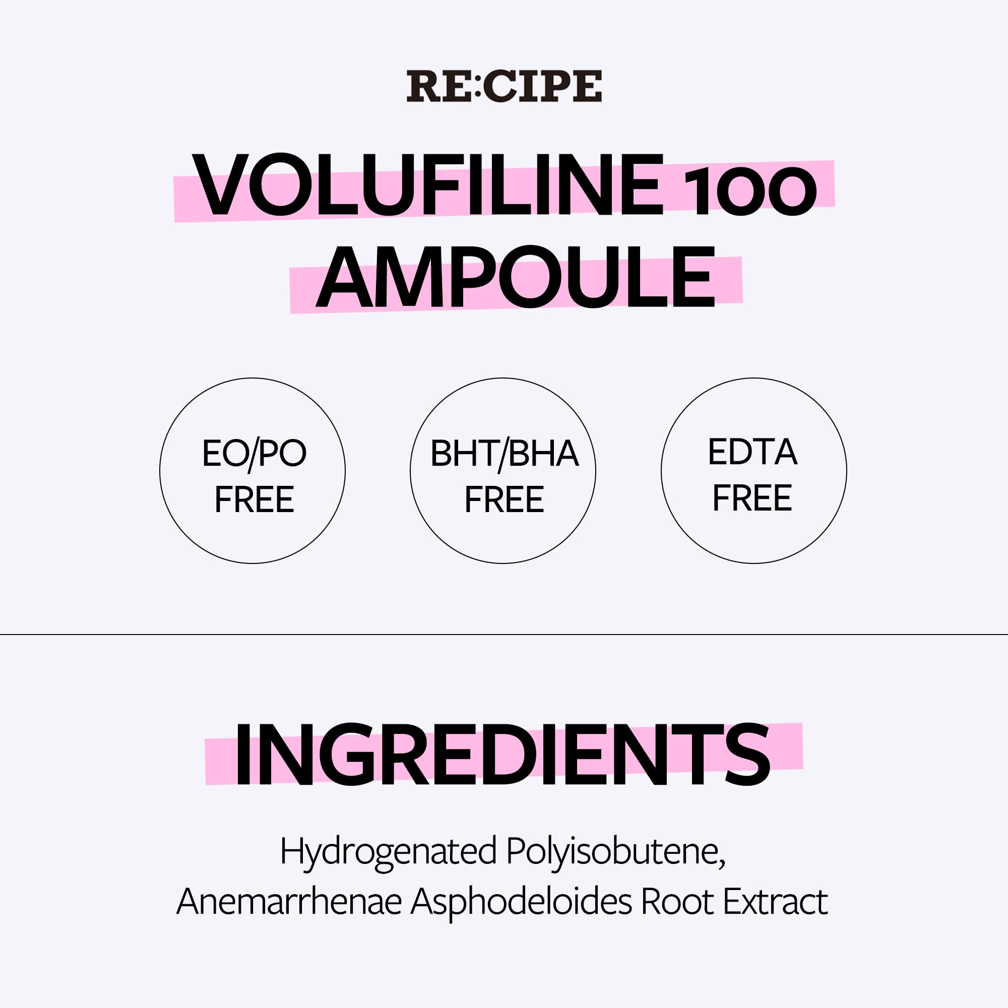 RE:CIPE Volufiline ampoule layering supports easy stacking with other serums for enhanced resilience.