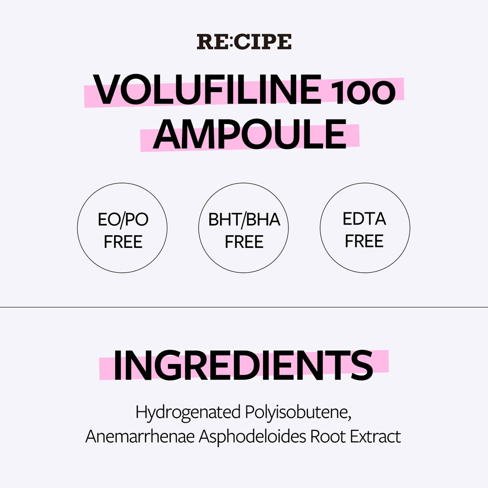 RE:CIPE Volufiline ampoule layering supports easy stacking with other serums for enhanced resilience.