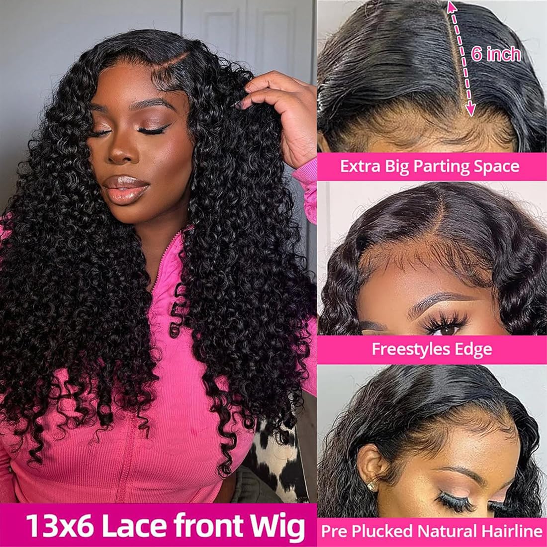 Recomtic Burmese curly wig detail emphasizing tangle-free texture and easy maintenance.