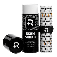 Recovery Aftercare Derm Shield patch packaging highlights latex-free tattoo protection for clean healing.