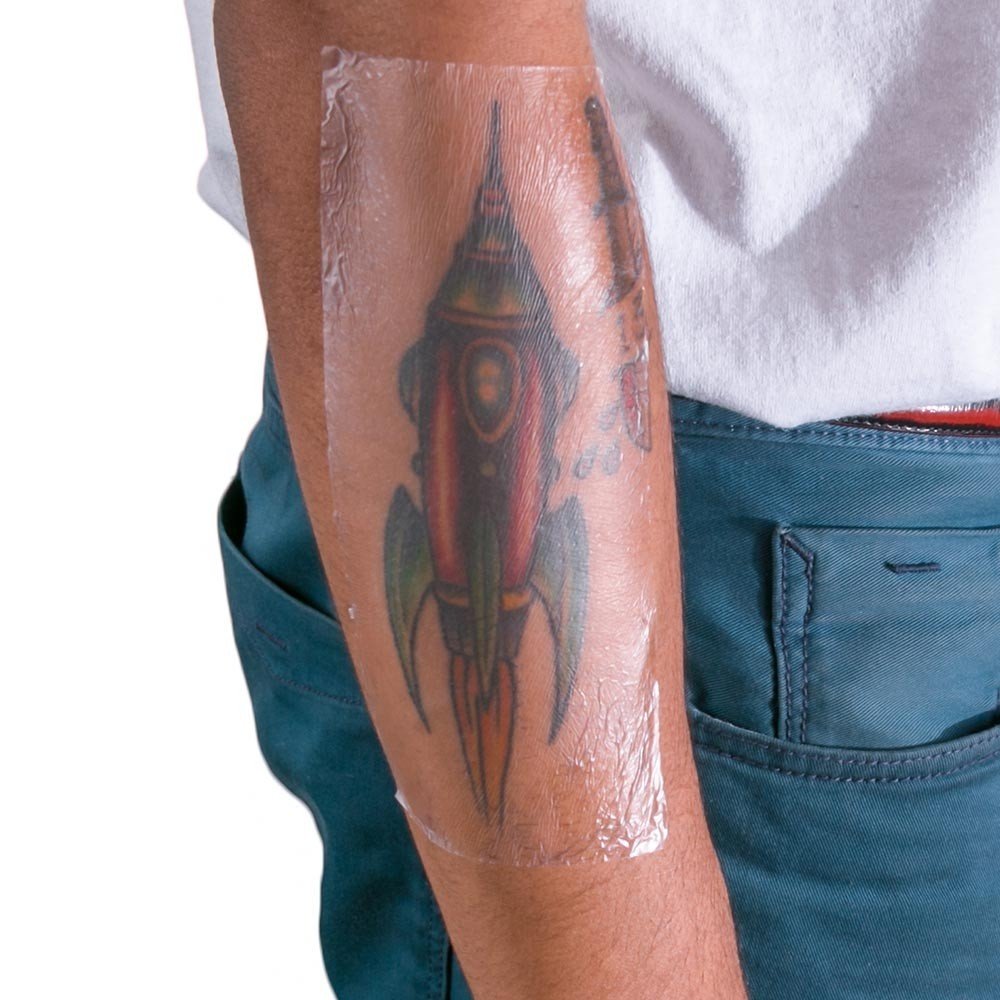 Recovery Aftercare Derm Shield tattoo bandage flexible wrap moves with skin for secure coverage