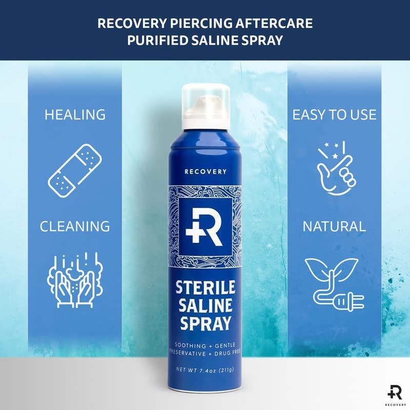 Recovery Aftercare saline piercing spray vegan cruelty-free label highlighting eco-friendly choice