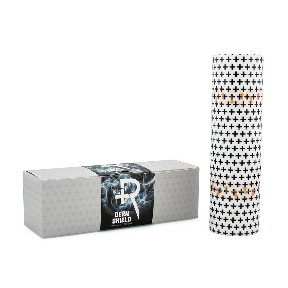 Recovery Derm Shield protects tattoo vibrancy from dirt and friction.
