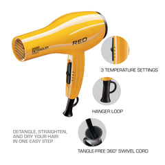 Red by Kiss 2000 ceramic dryer with air concentrator focuses airflow for precise drying and styling.