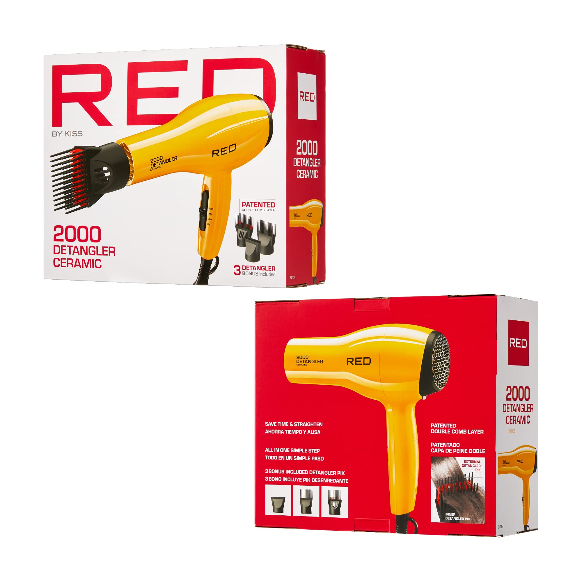 Red by Kiss 2000 offers three temperature settings for tailored heat for different hair types.