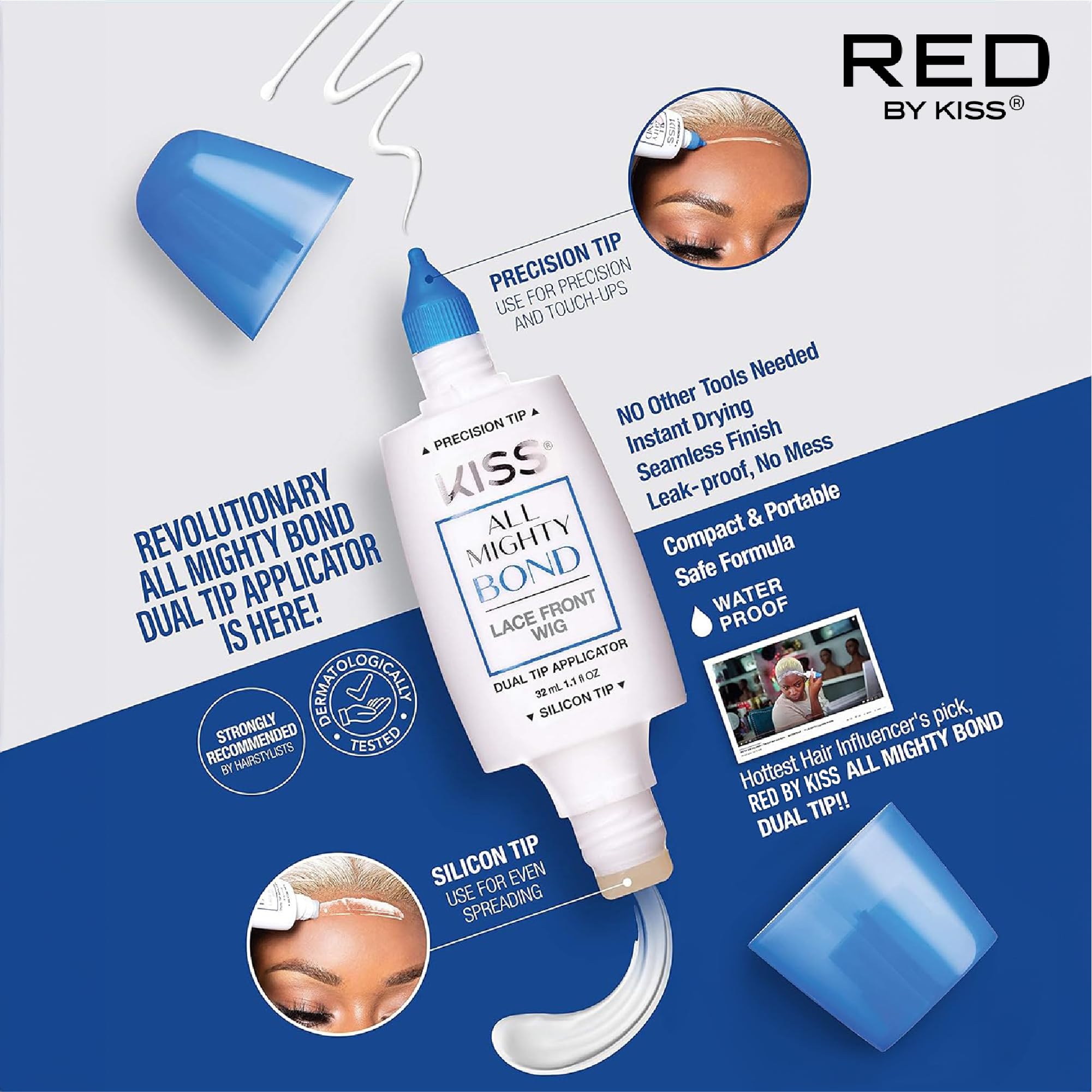 Red by Kiss All Mighty Bond has a creamy texture for smooth, even glide