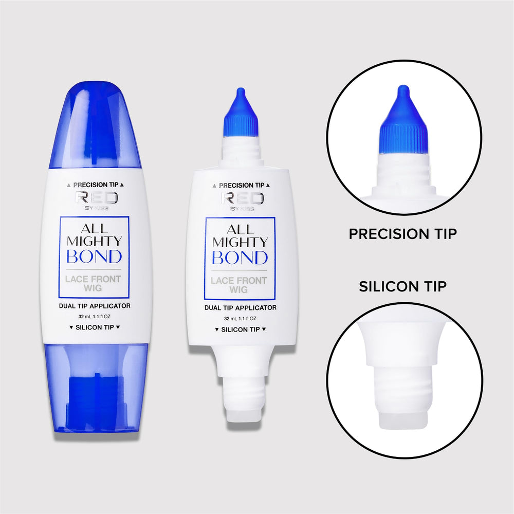 Red by Kiss All Mighty Bond water-resistant formula helps maintain hold during light moisture