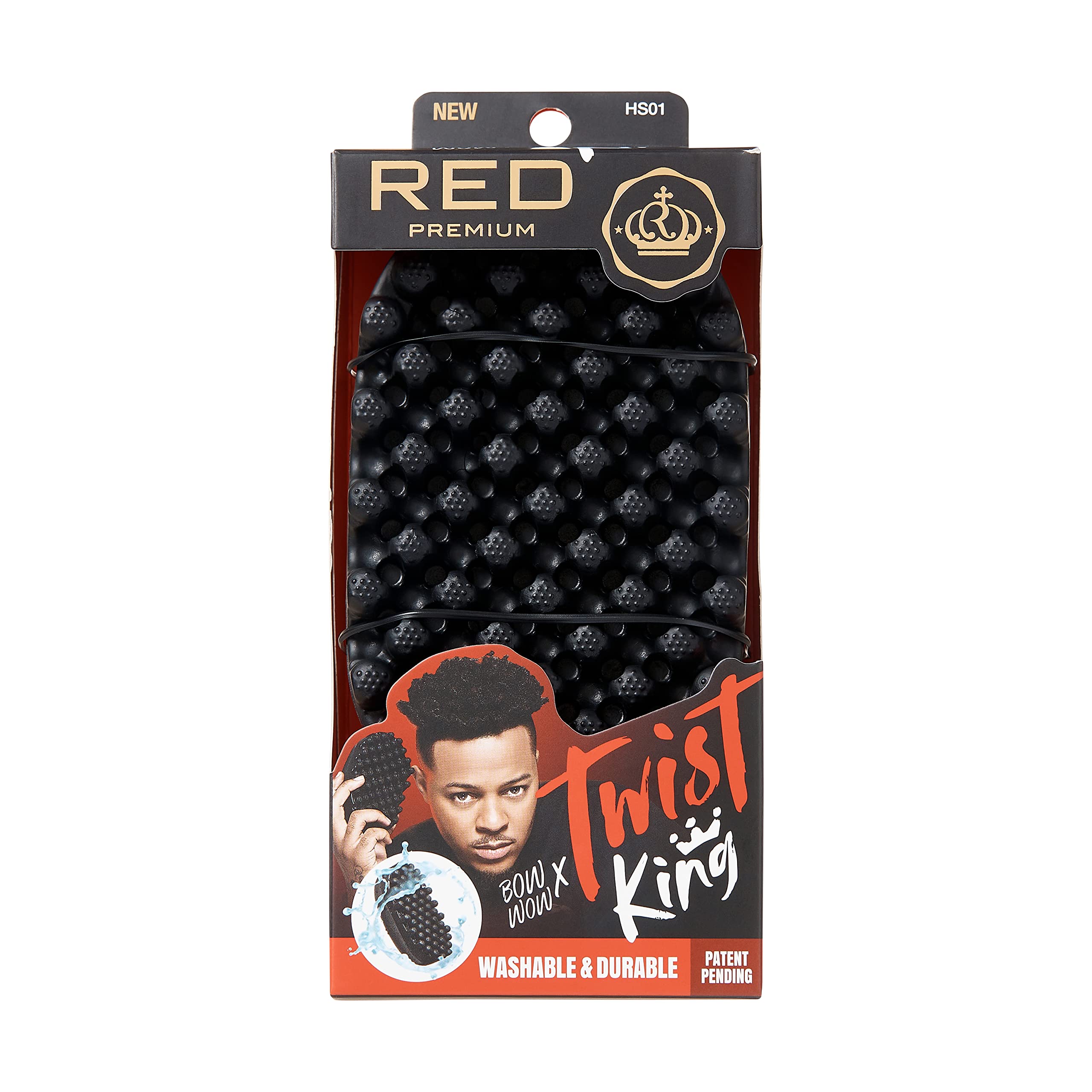 Red by Kiss BowWow Twist King close-up shows ergonomic grip for easy, precise styling.