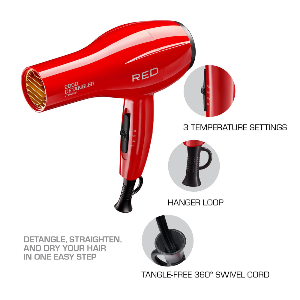 Red by Kiss Detangler Dryer Plus single-layer pik close-up for frizz control.