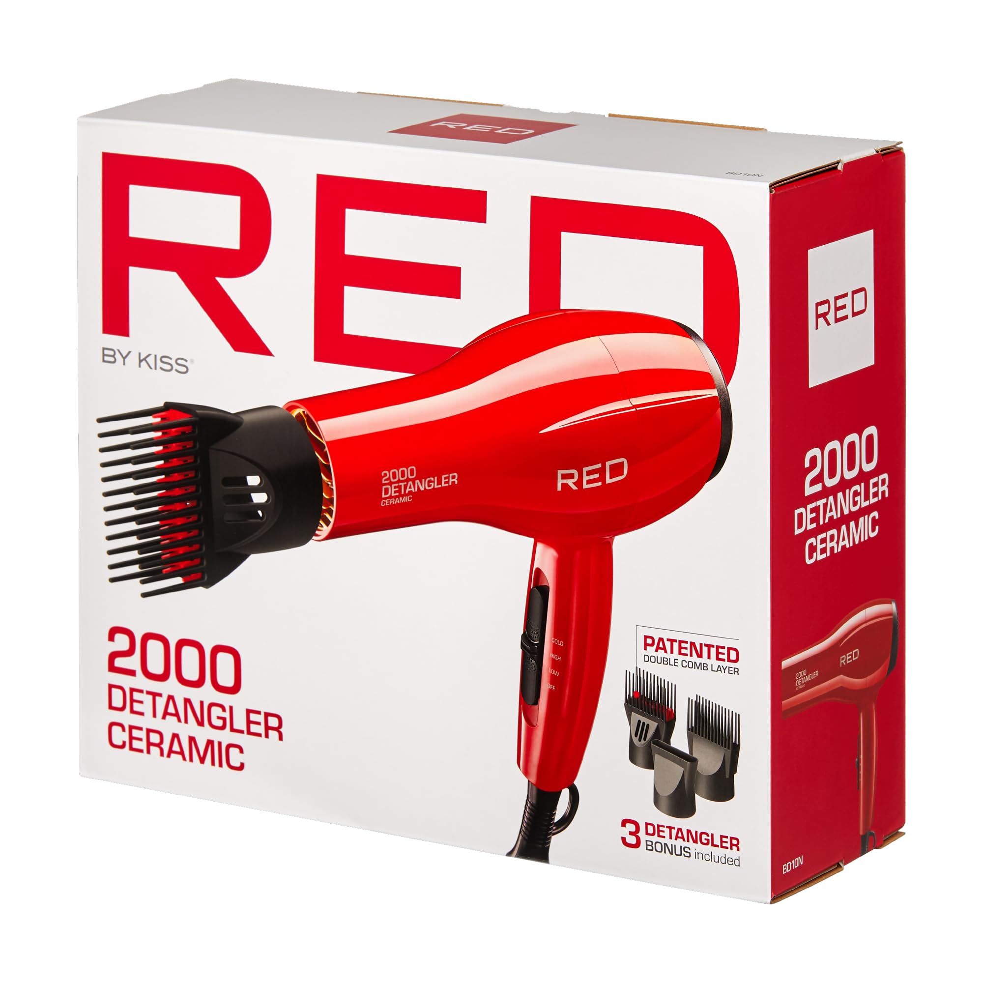 Red by Kiss Detangler Dryer Plus three heat settings for customized styling.