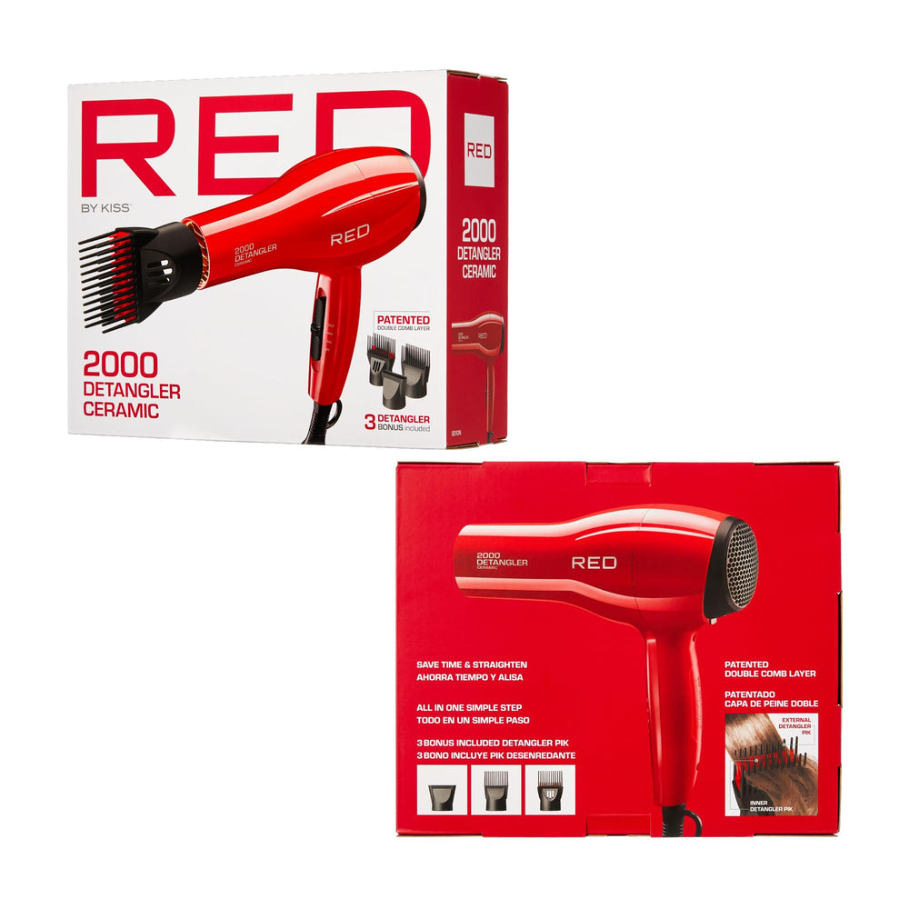 Red by Kiss Detangler Dryer Plus removable filter for easy maintenance.
