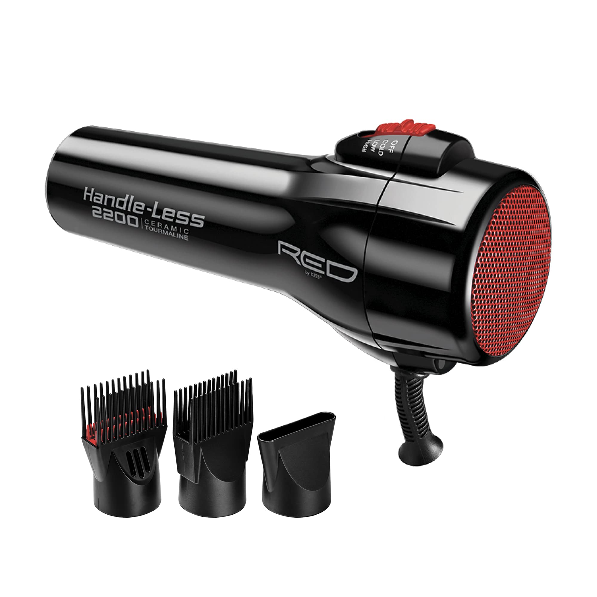 RED by Kiss Handle-Less 2200W dryer front view for precision styling and fast drying.