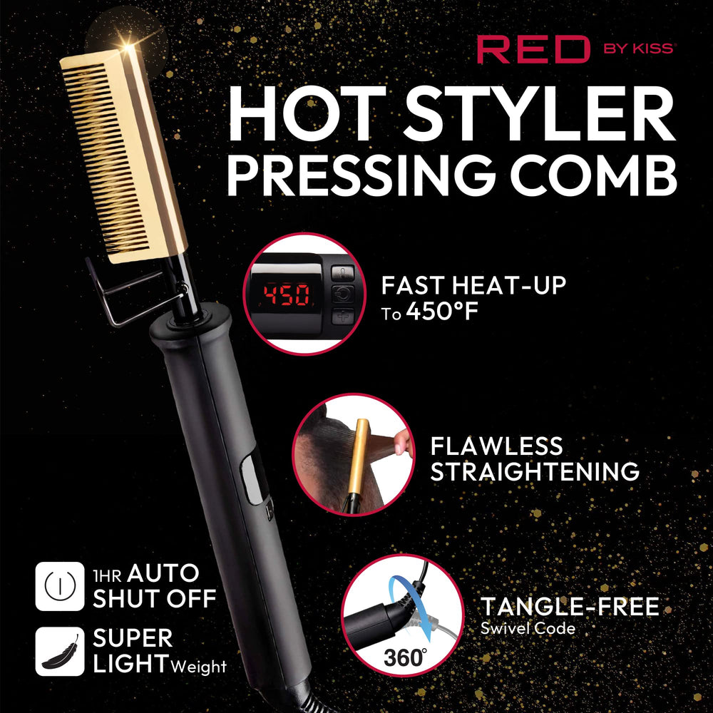 Red by Kiss hot comb for wigs and hairlines during quick on-demand styling