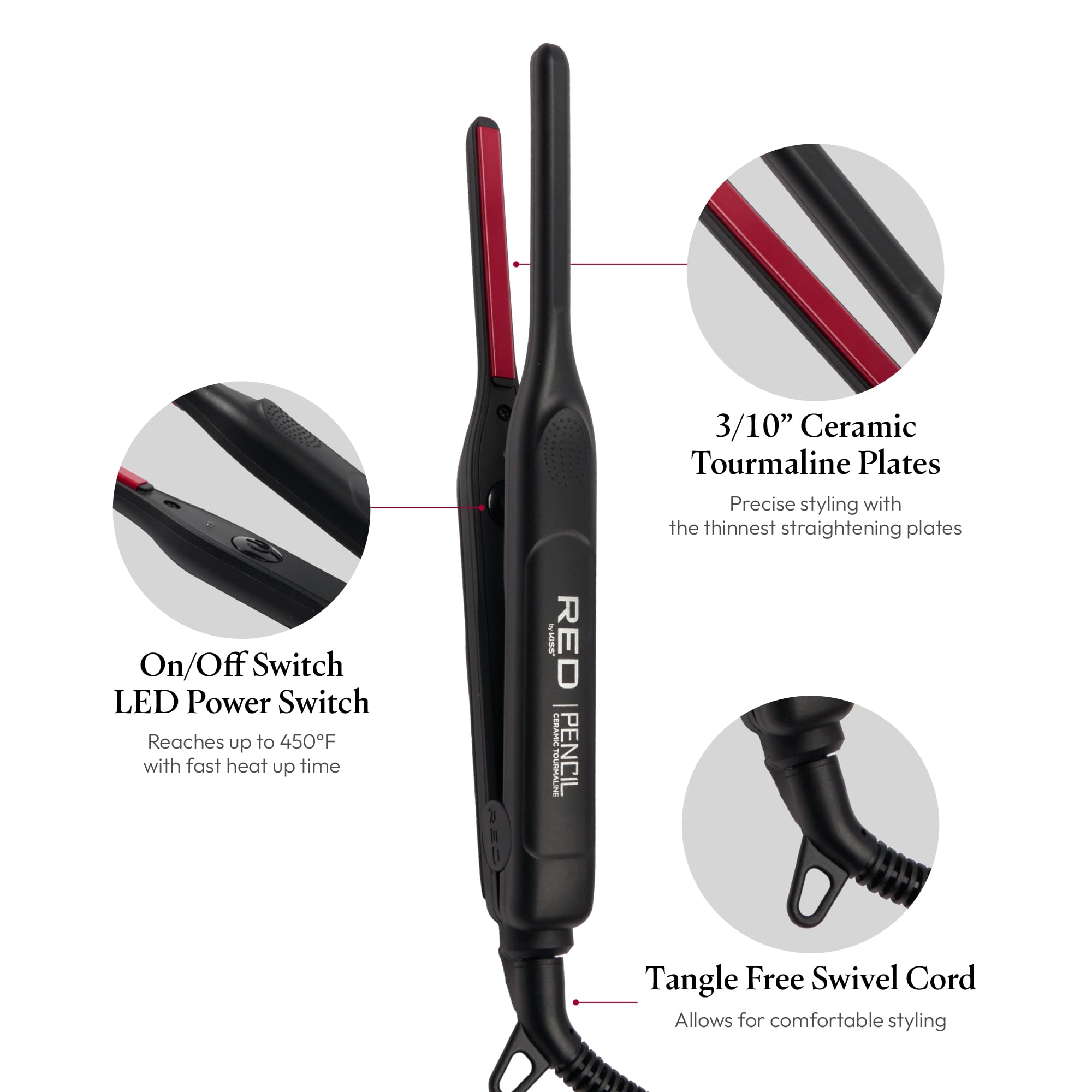 Red by Kiss pencil flat iron bangs-straightening demonstrates smooth fringe control