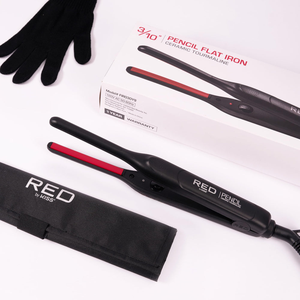 Red by Kiss pencil flat iron compact design fits easily in luggage