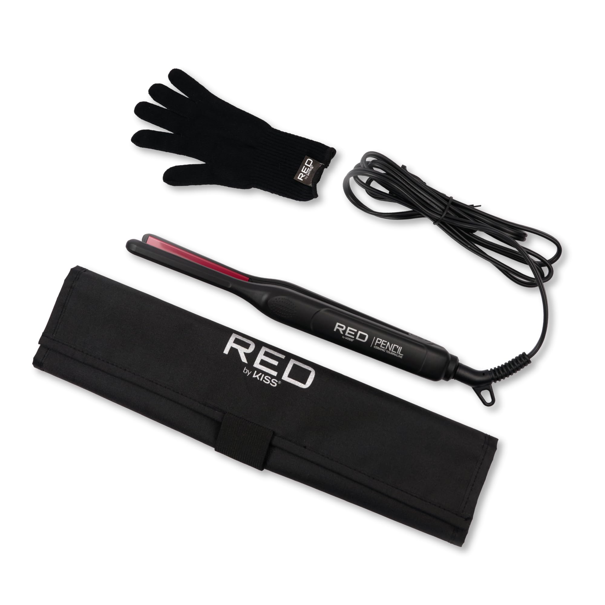 Red by Kiss pencil flat iron travel-pouch included for effortless on-the-go styling