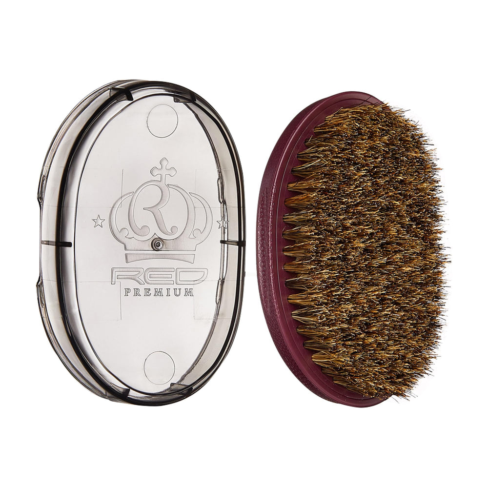 Red by Kiss Pocket Wave Bow Wow brush front view enhances 360 waves with curved bristles