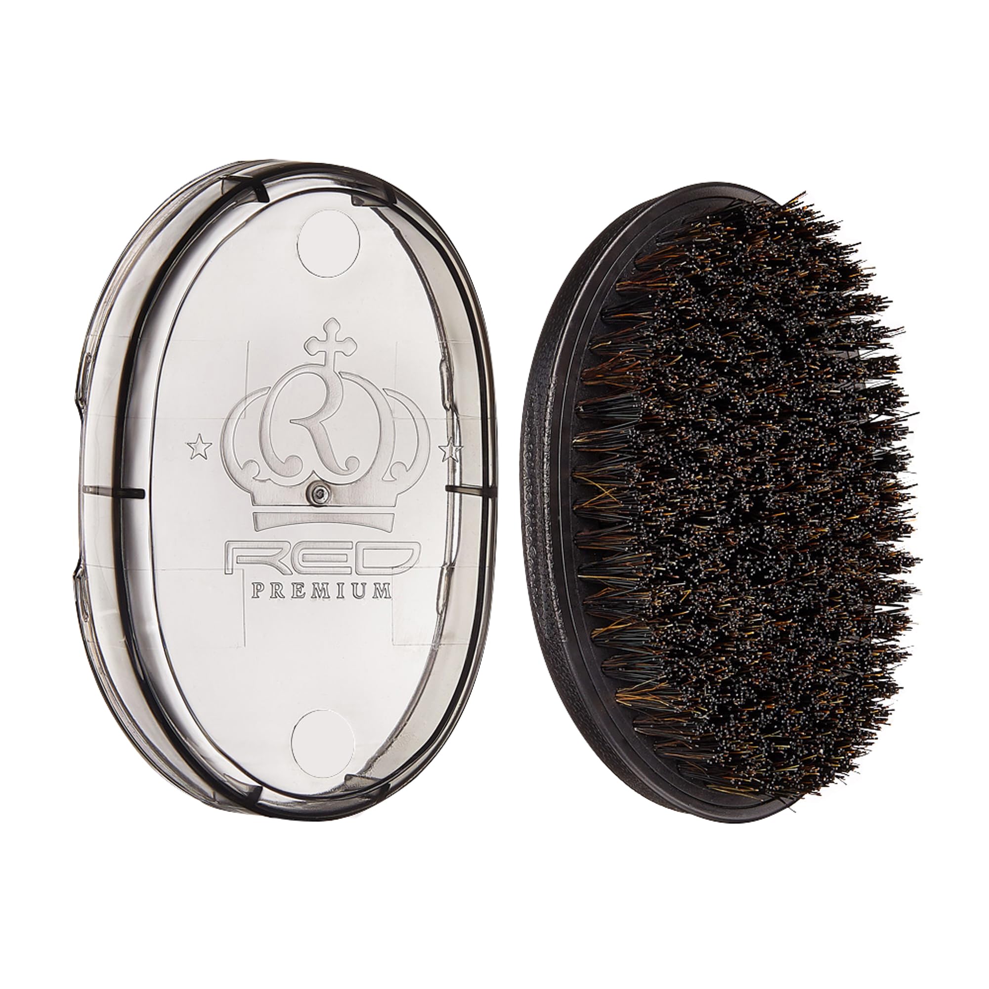 Red by Kiss Pocket Wave Bow Wow brush top view highlights curved bristles for wave formation