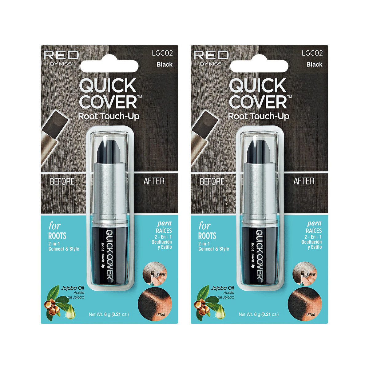 Red by Kiss Quick Cover Root Touch Up Stick compact for on-the-go gray root concealment.