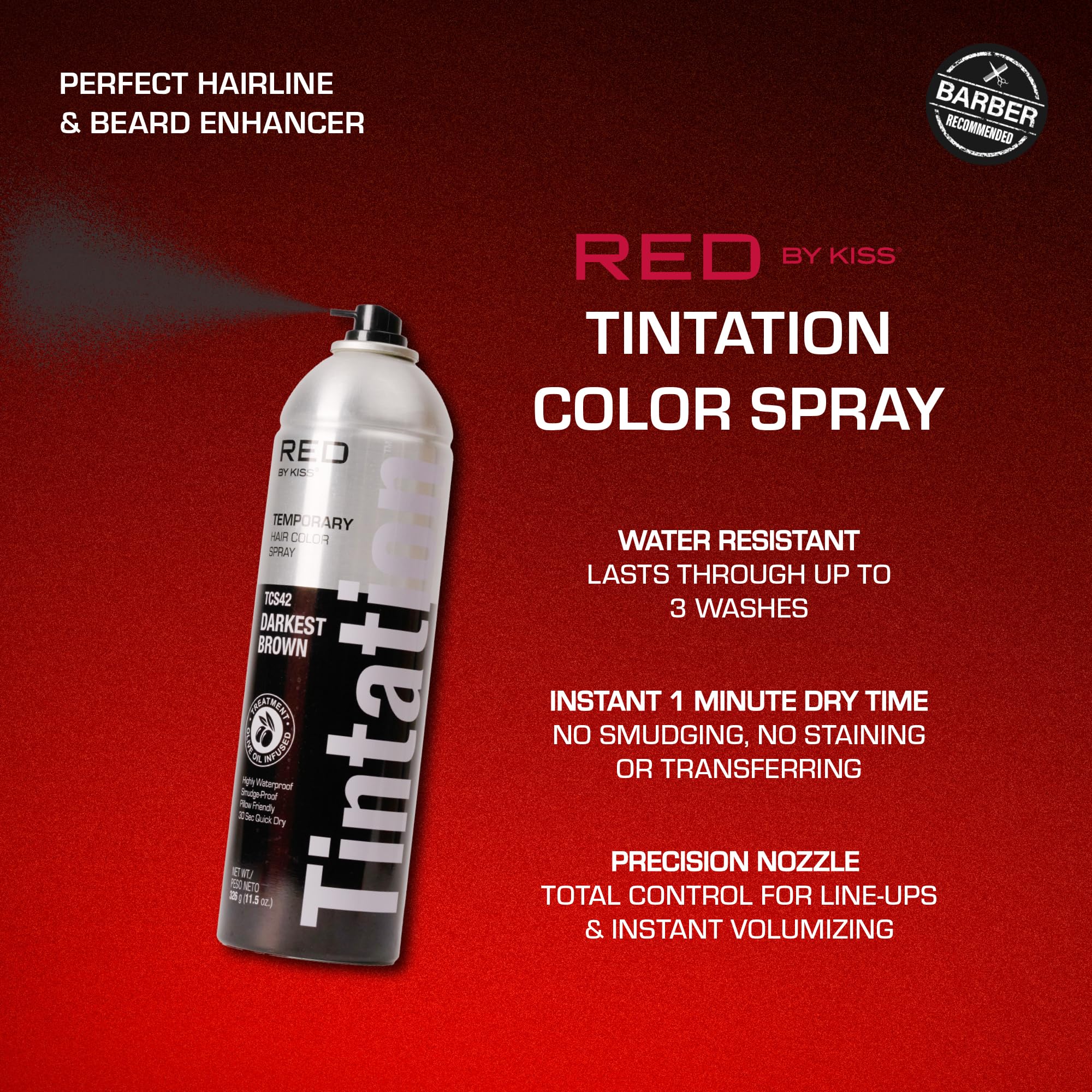 Red by Kiss Tintation darkest brown shade matches natural hair for seamless blend.
