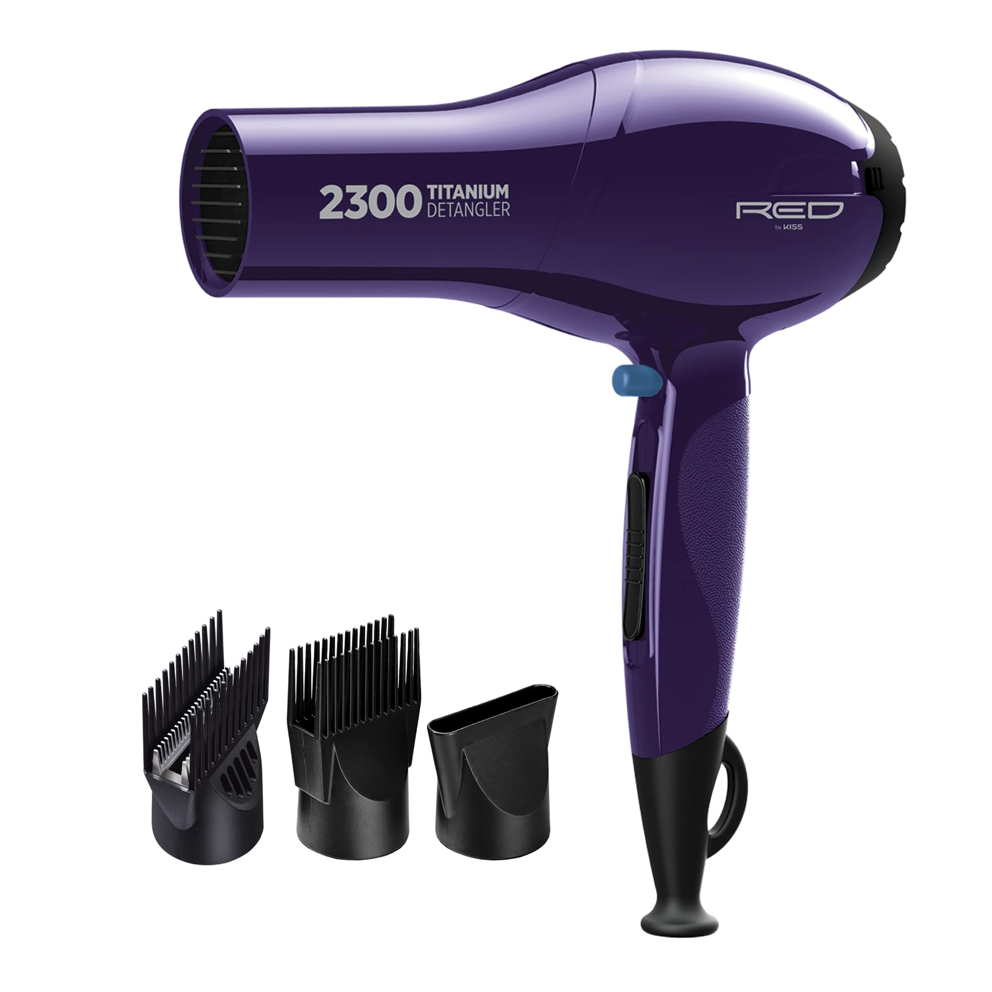 Red by Kiss Titanium Detangler Dryer front view highlights double comb layer technology for detangling efficiency
