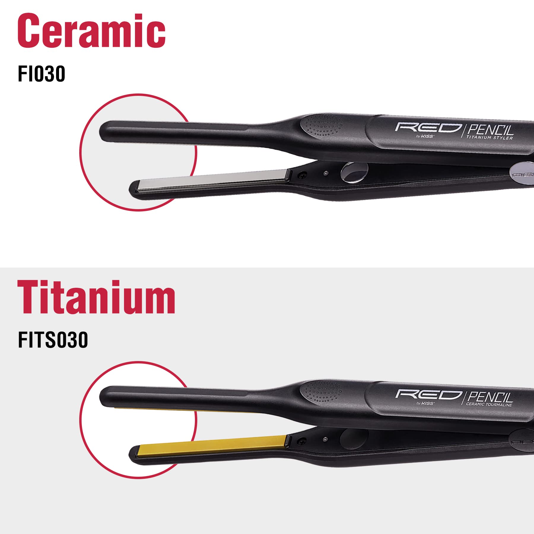 Red by Kiss Titanium Styler Pencil Flat Iron lightweight design enabling frizz-free styling.