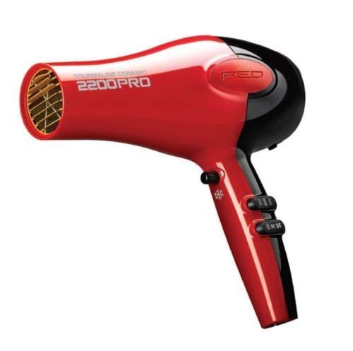 Red by Kiss Tourmaline Ceramic 2200 PRO dryer with detangler combs for styling