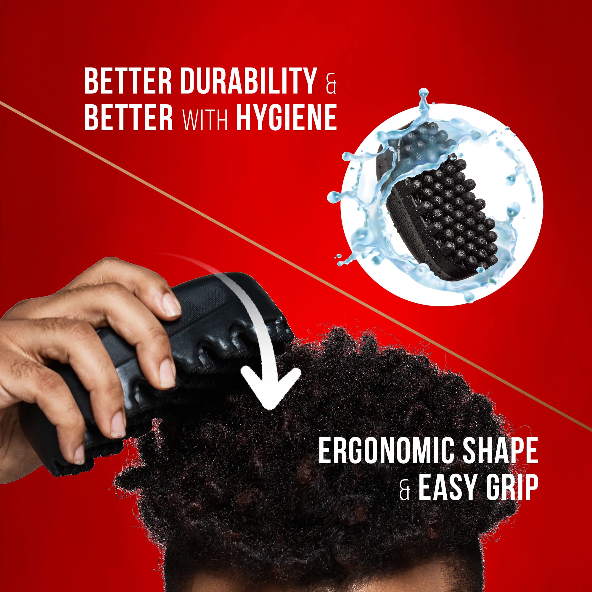 Red by Kiss Twist Gel bottle highlights a nutrient-rich oil blend for healthier-looking hair.