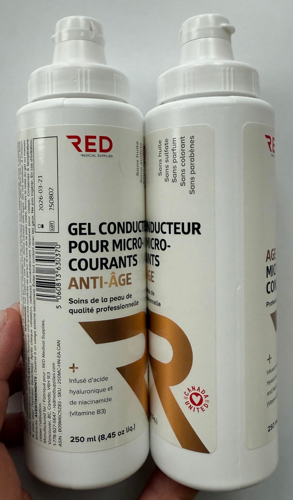 Red Medical Supplies gel compatible with popular microcurrent and beauty devices
