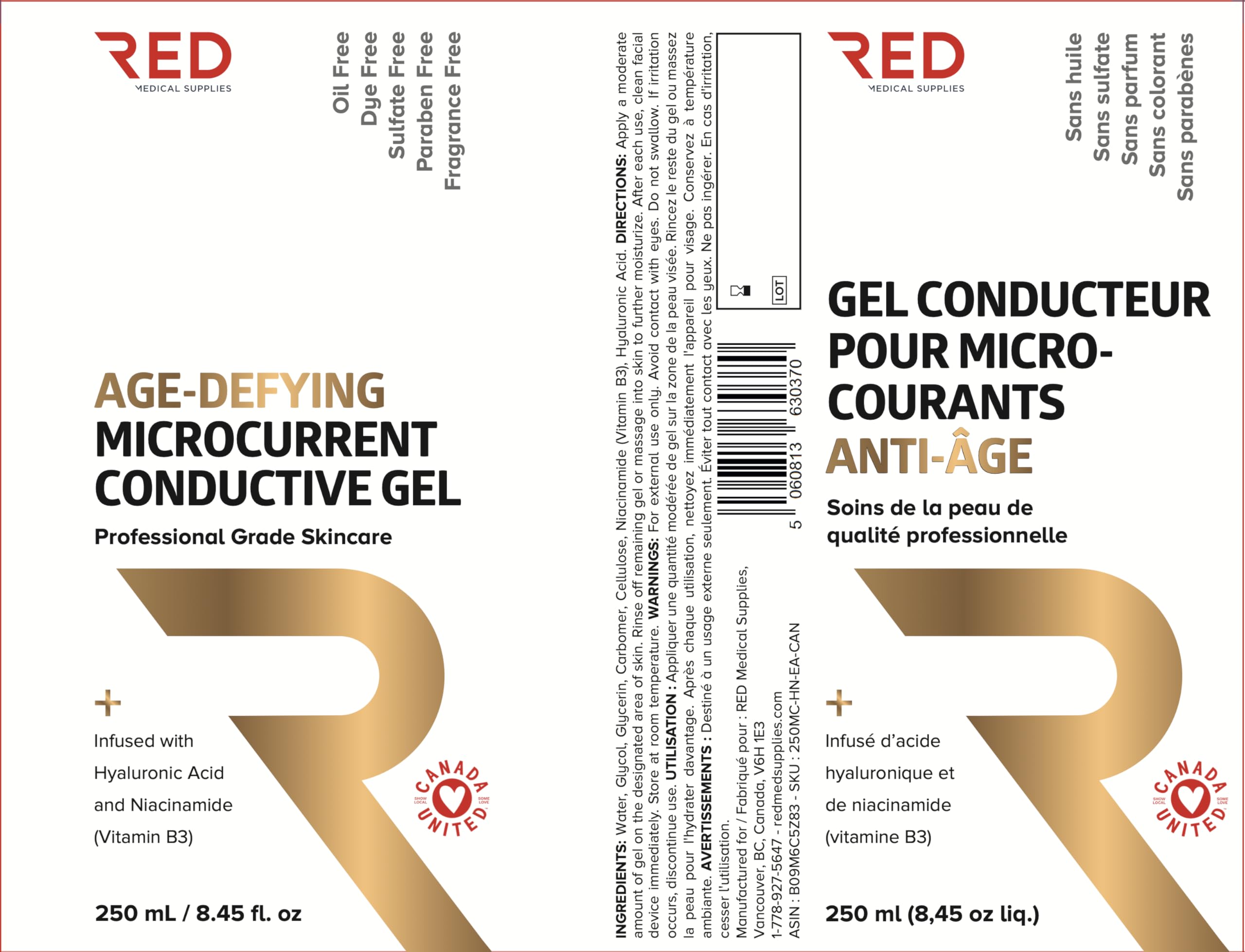 Red Medical Supplies hyaluronic acid swatch on gel boosts hydration for plump-looking skin