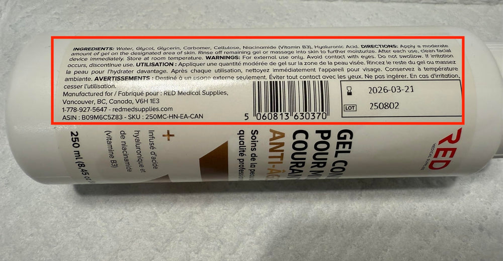 Red Medical Supplies niacinamide enhanced gel brightens and smooths texture visually