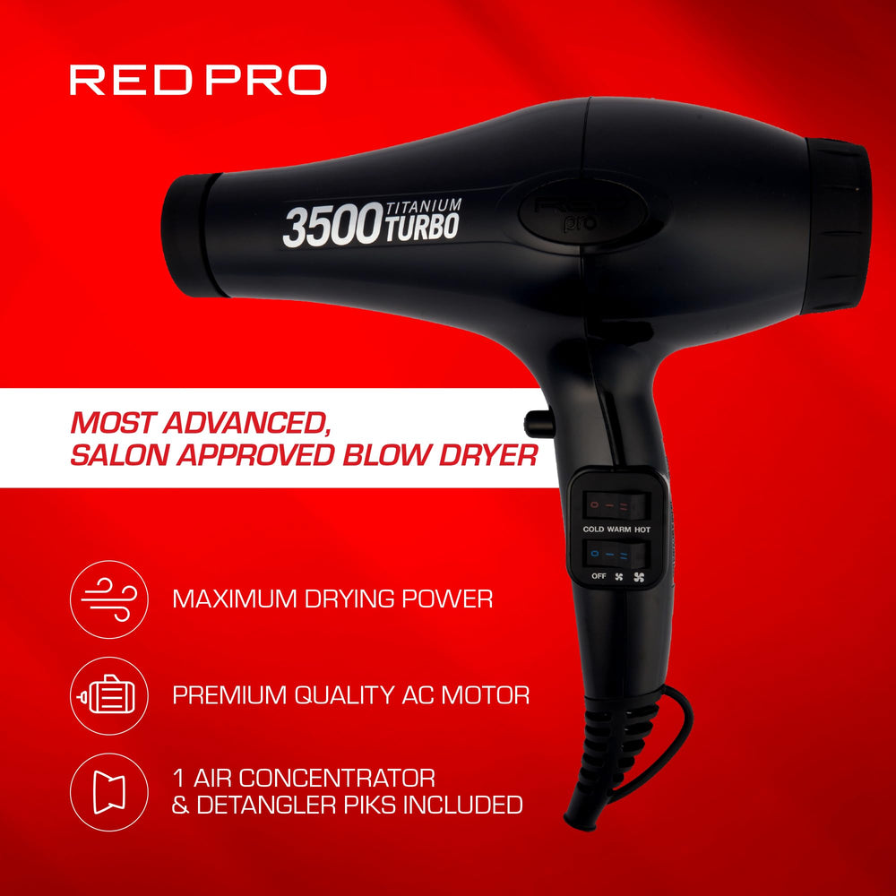 Red Pro Cool Shot button for setting curls and achieving a smooth finish.