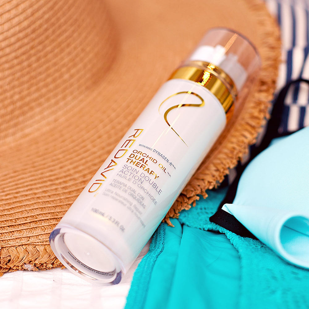 Redavid Orchid Oil two-part system on display for easy routine.