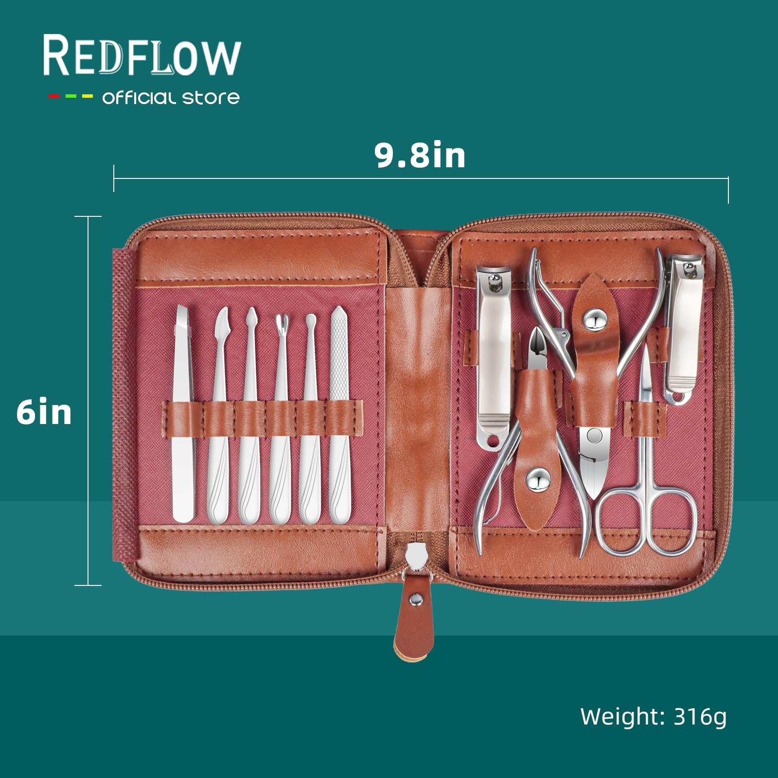 RedFlow leather case keeps 11-in-1 tools organized and portable.