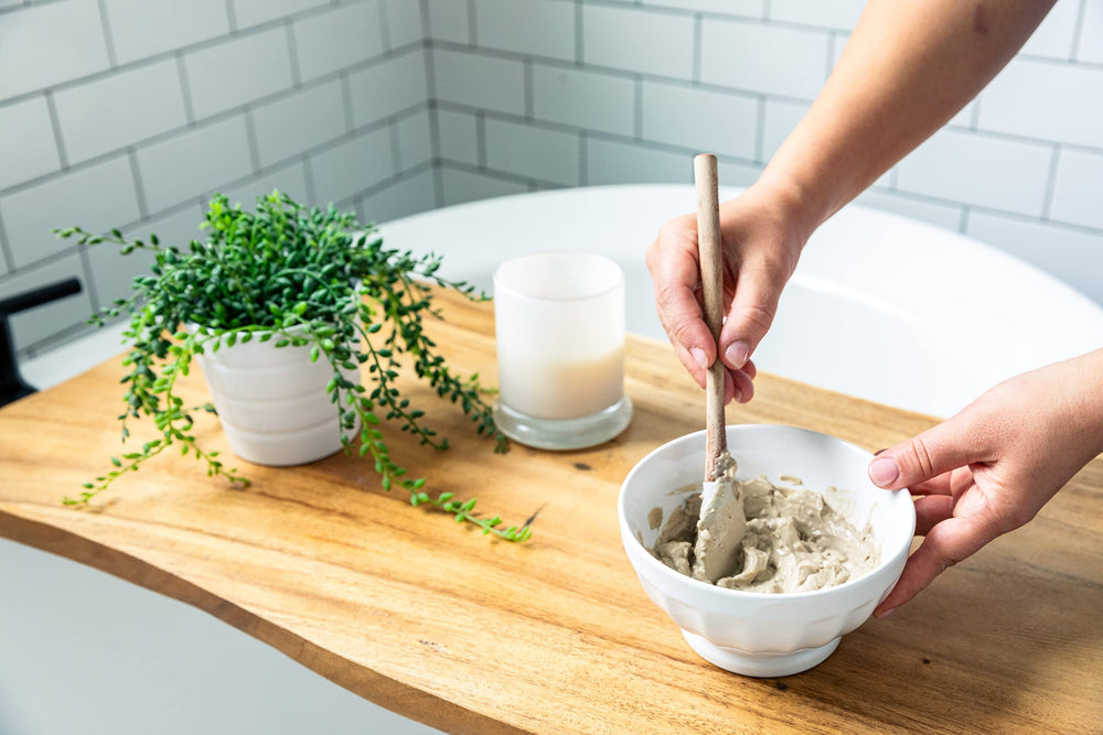 Redmond Clay drying mud texture evokes spa-like detox ritual at home.