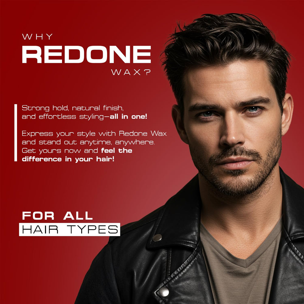 Redone Hair Wax Red high shine application showing glossy finish and texture.
