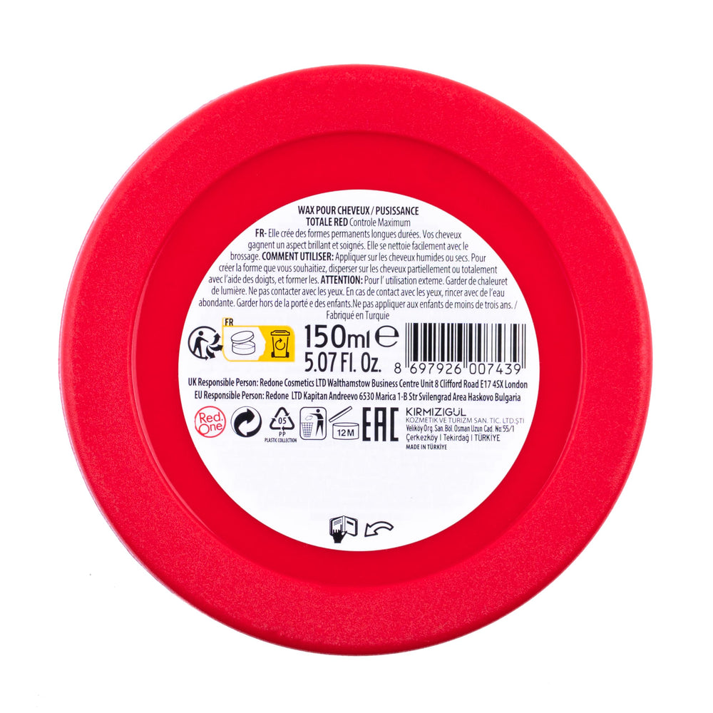 Redone Hair Wax Red packaging detail with professional labeling.