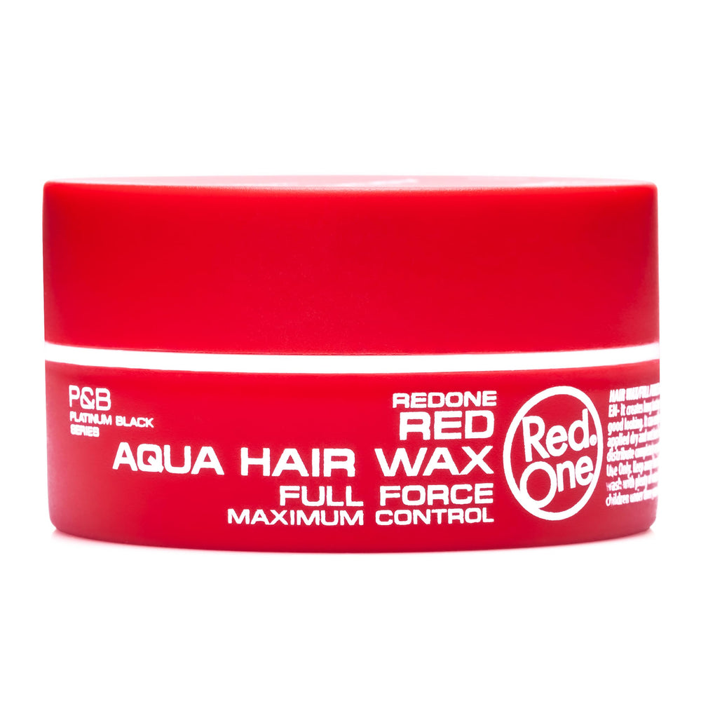 Redone Hair Wax Red slick-back style demonstrating lasting hold.