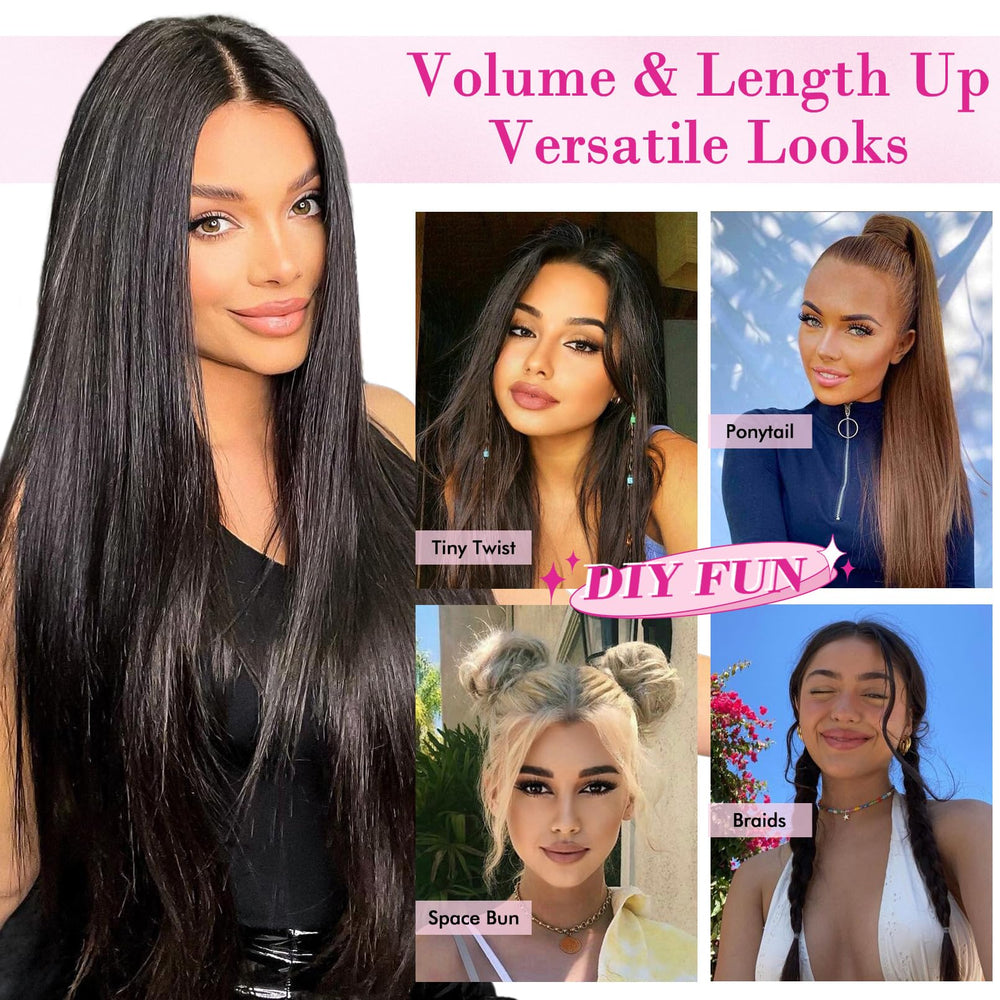 REECHO natural black shade blends with real hair for seamless look.